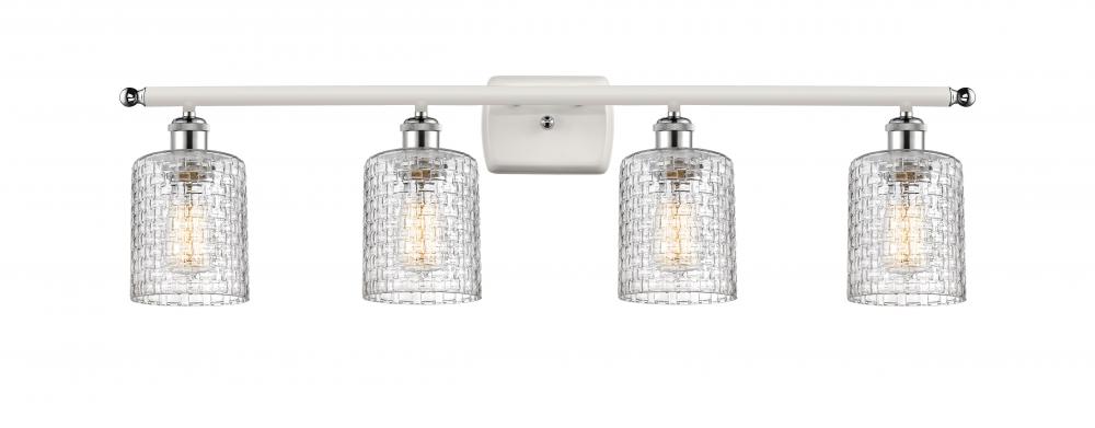 Cobbleskill - 4 Light - 35 inch - White Polished Chrome - Bath Vanity Light