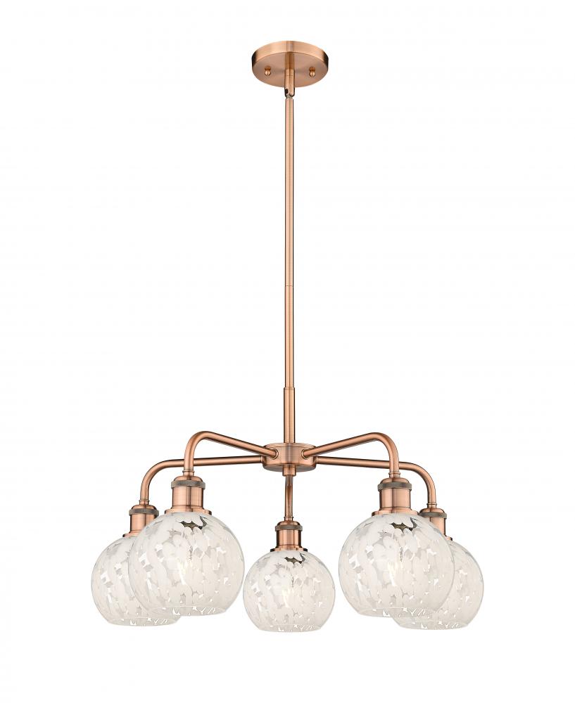 White Mouchette - 5 Light - 24 inch - Antique Copper - Chandelier