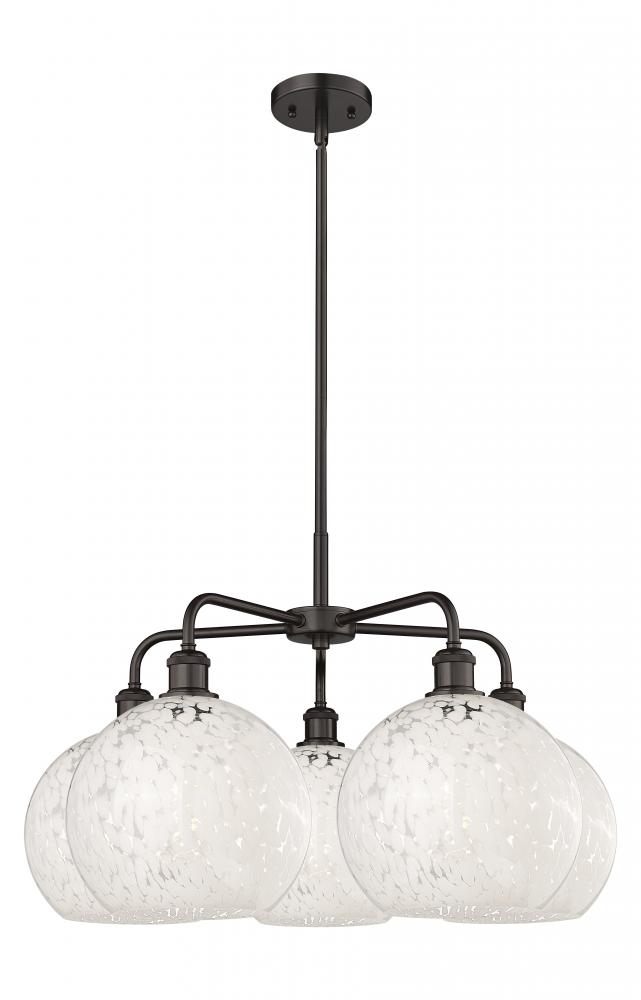 White Mouchette - 5 Light - 28 inch - Oil Rubbed Bronze - Chandelier