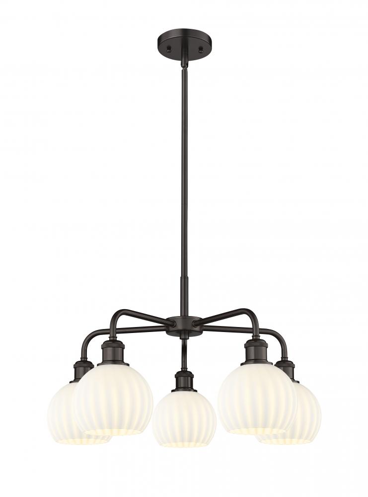 White Venetian - 5 Light - 24 inch - Oil Rubbed Bronze - Chandelier