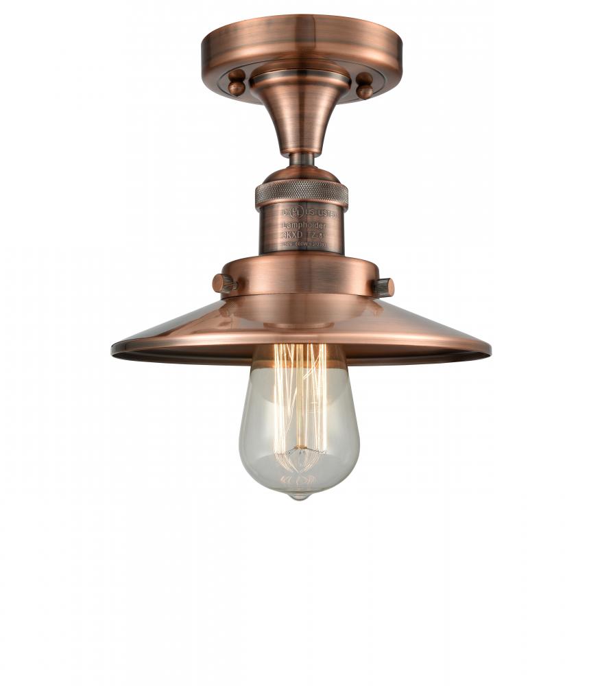 Railroad - 1 Light - 7 inch - Antique Copper - Semi-Flush Mount