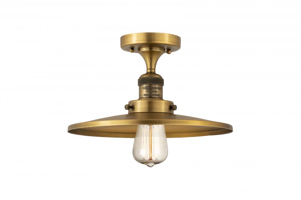 Railroad - 1 Light - 12 inch - Brushed Brass - Semi-Flush Mount