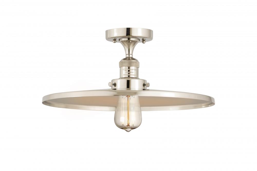 Railroad - 1 Light - 16 inch - Polished Nickel - Semi-Flush Mount