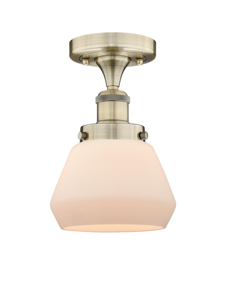 Fulton - 1 Light - 7 inch - Antique Brass - Semi-Flush Mount