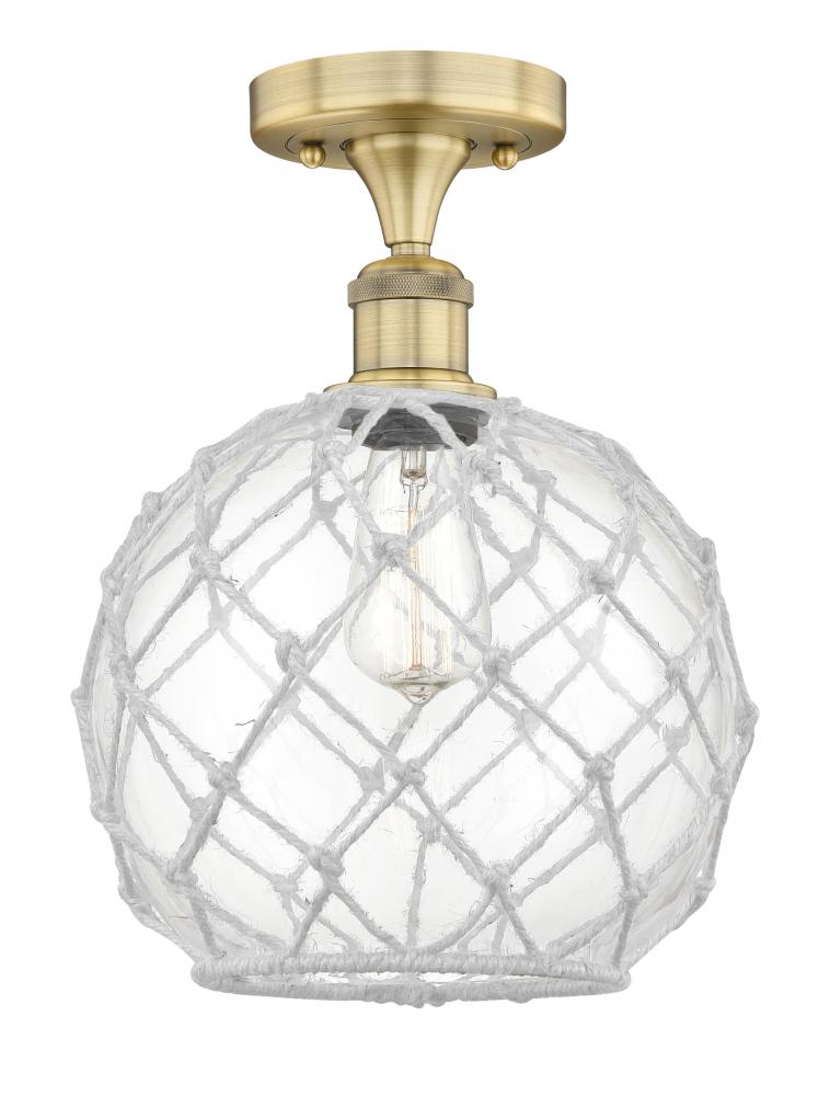 Farmhouse Rope - 1 Light - 10 inch - Brushed Brass - Semi-Flush Mount