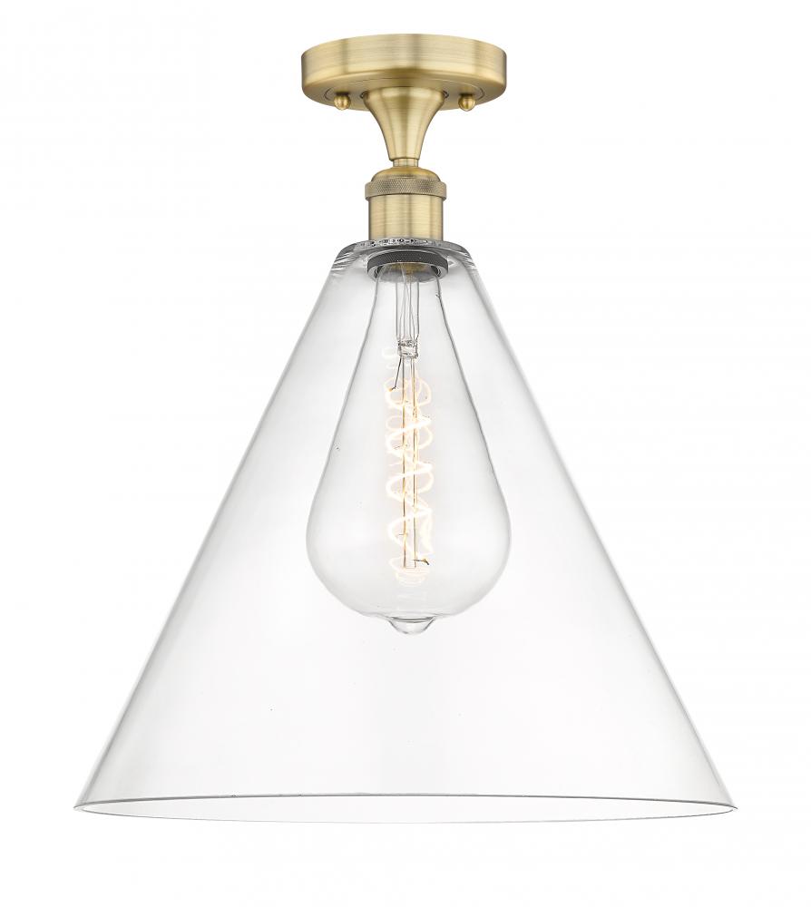 Berkshire - 1 Light - 16 inch - Brushed Brass - Semi-Flush Mount