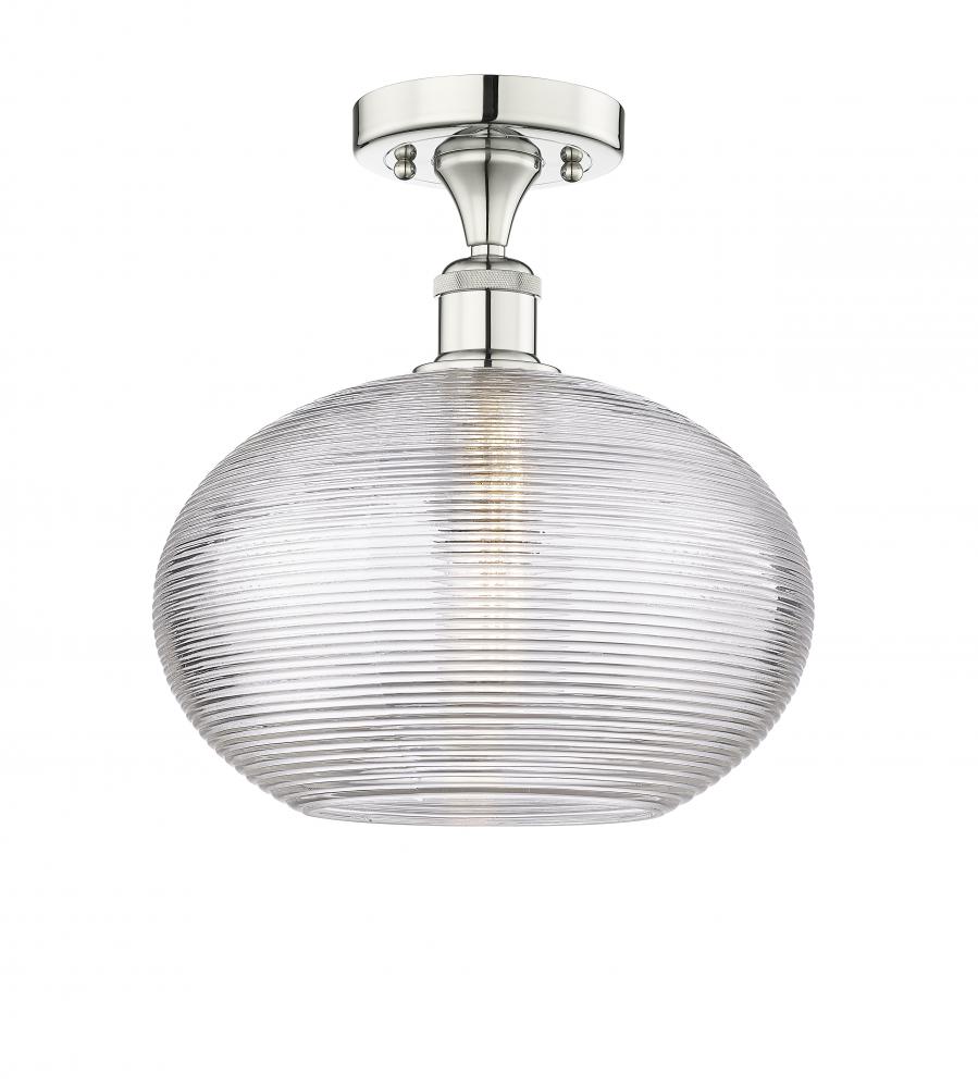 Ithaca - 1 Light - 12 inch - Polished Nickel - Semi-Flush Mount