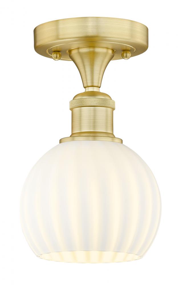 White Venetian - 1 Light - 6 inch - Satin Gold - Semi-Flush Mount