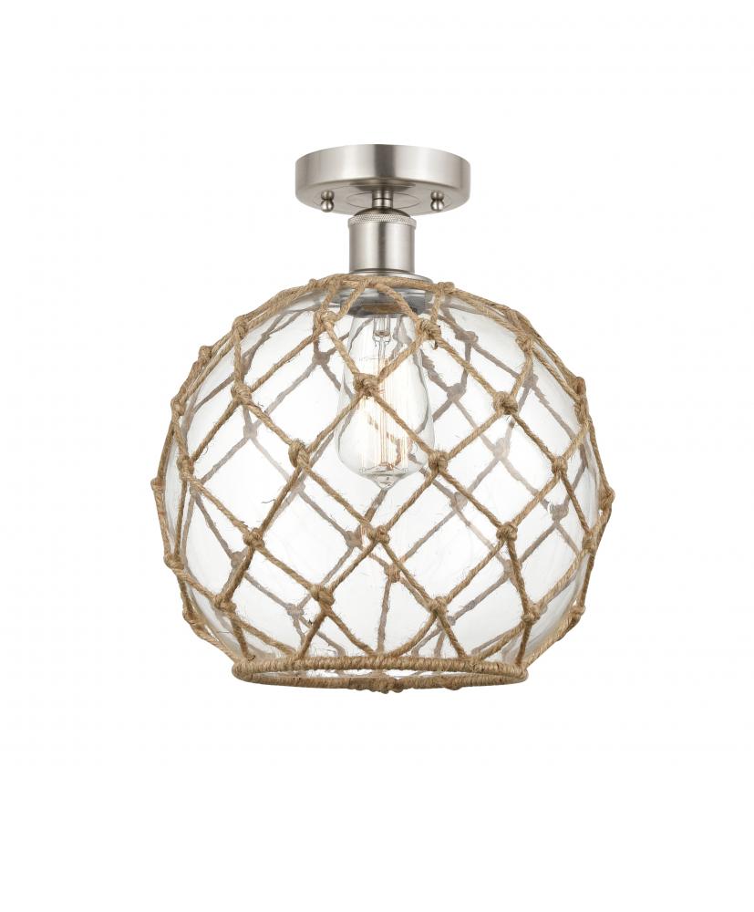 Farmhouse Rope - 1 Light - 10 inch - Brushed Satin Nickel - Semi-Flush Mount