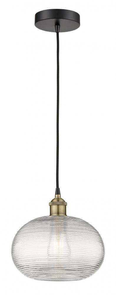 Ithaca - 1 Light - 10 inch - Black Antique Brass - Cord hung - Mini Pendant