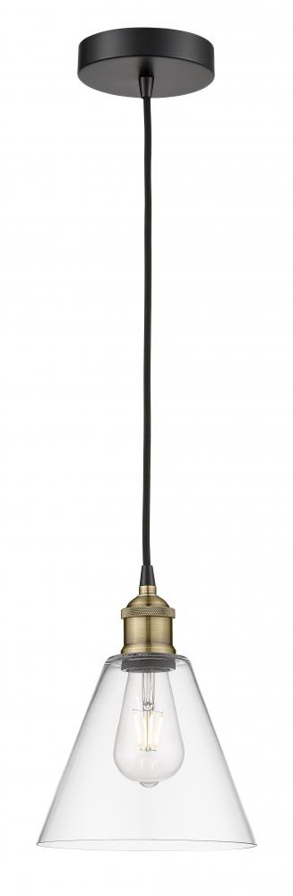 Berkshire - 1 Light - 8 inch - Black Antique Brass - Cord hung - Mini Pendant