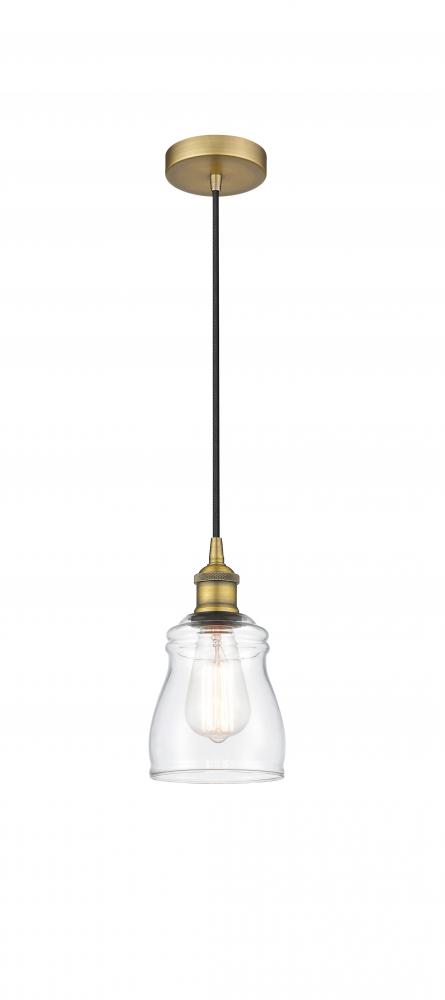 Ellery - 1 Light - 5 inch - Brushed Brass - Cord hung - Mini Pendant