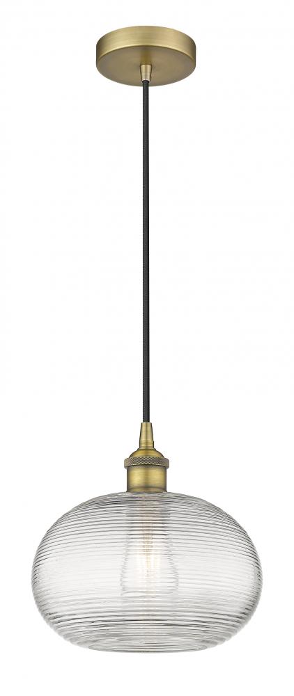 Ithaca - 1 Light - 10 inch - Brushed Brass - Cord hung - Mini Pendant