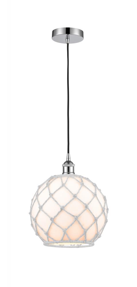 Farmhouse Rope - 1 Light - 10 inch - Polished Chrome - Cord hung - Mini Pendant