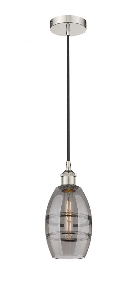 Vaz - 1 Light - 6 inch - Polished Nickel - Cord hung - Mini Pendant