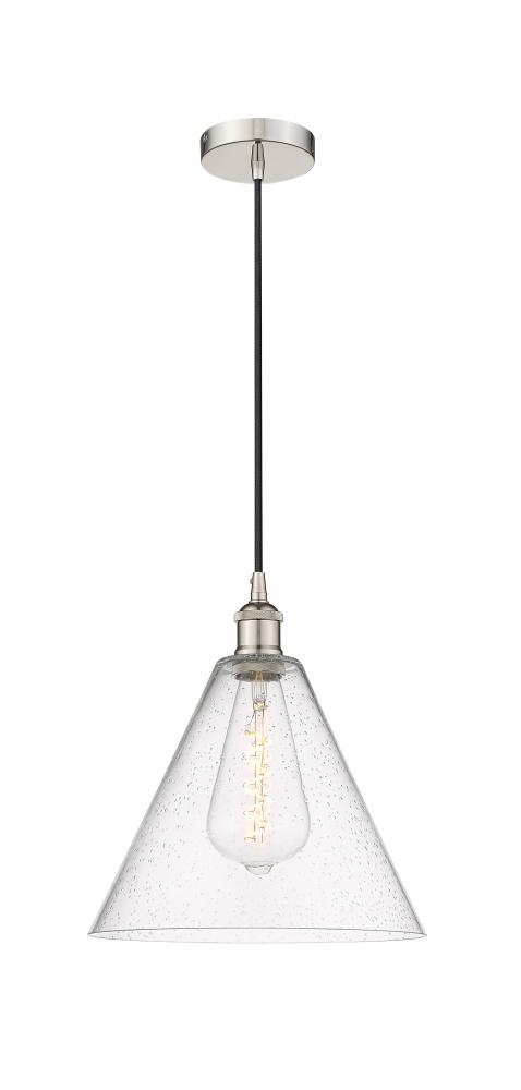 Berkshire - 1 Light - 12 inch - Polished Nickel - Cord hung - Mini Pendant