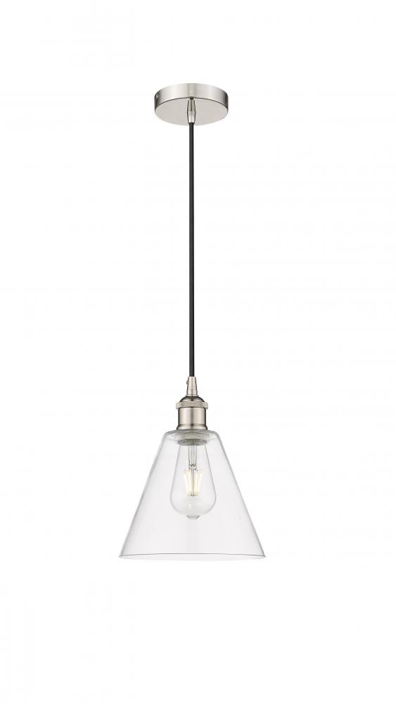 Berkshire - 1 Light - 8 inch - Polished Nickel - Cord hung - Mini Pendant