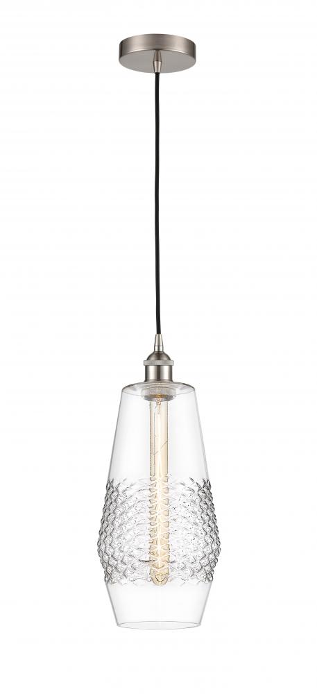 Windham - 1 Light - 7 inch - Brushed Satin Nickel - Cord hung - Mini Pendant