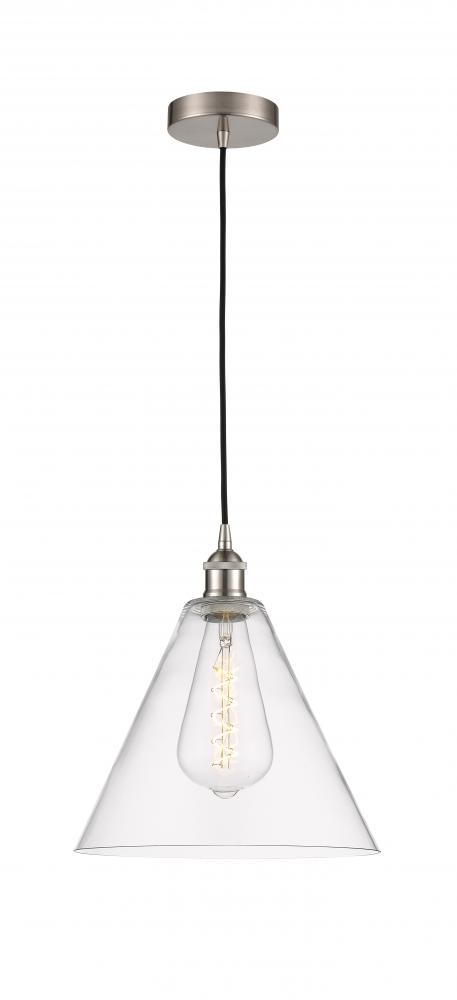 Berkshire - 1 Light - 12 inch - Brushed Satin Nickel - Cord hung - Mini Pendant