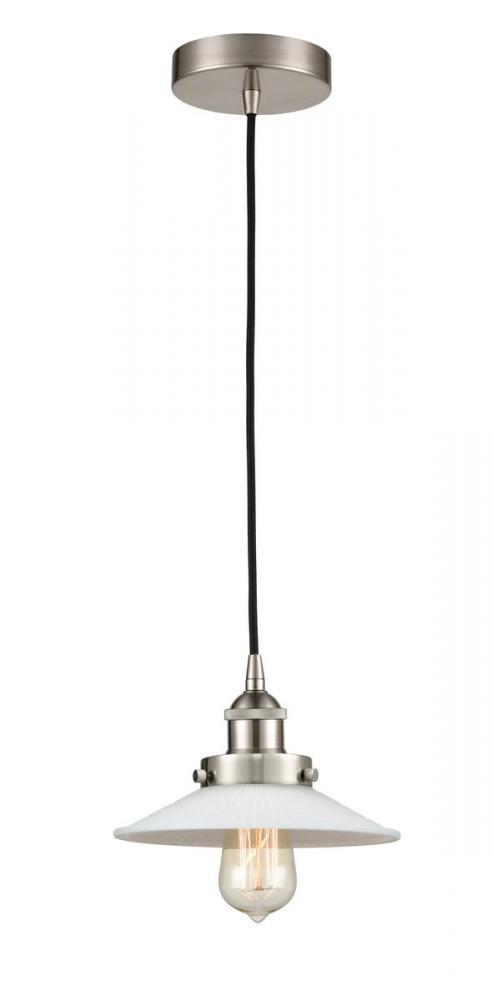 Halophane - 1 Light - 9 inch - Brushed Satin Nickel - Cord hung - Mini Pendant