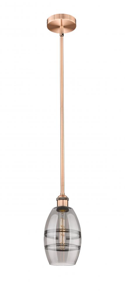 Vaz - 1 Light - 6 inch - Antique Copper - Cord hung - Mini Pendant