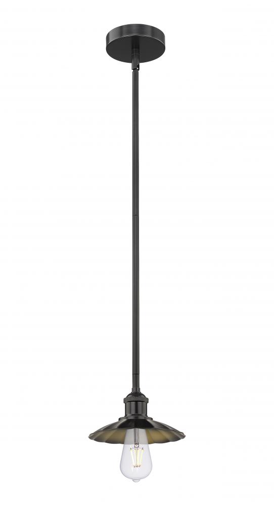 Scallop - 1 Light - 8 inch - Matte Black - Stem Hung - Mini Pendant