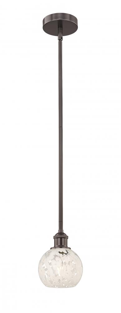 White Mouchette - 1 Light - 6 inch - Oil Rubbed Bronze - Stem Hung - Mini Pendant