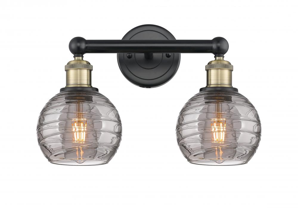 Athens Deco Swirl - 2 Light - 15 inch - Black Antique Brass - Bath Vanity Light