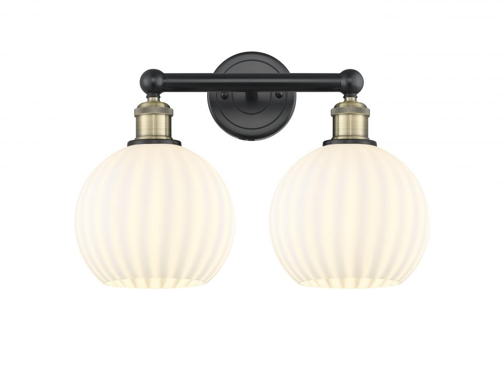 White Venetian - 2 Light - 17 inch - Black Antique Brass - Bath Vanity Light