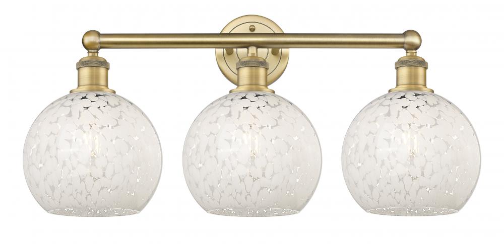 White Mouchette - 3 Light - 26 inch - Brushed Brass - Bath Vanity Light