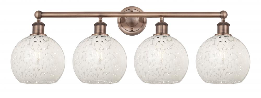 White Mouchette - 4 Light - 35 inch - Antique Copper - Bath Vanity Light