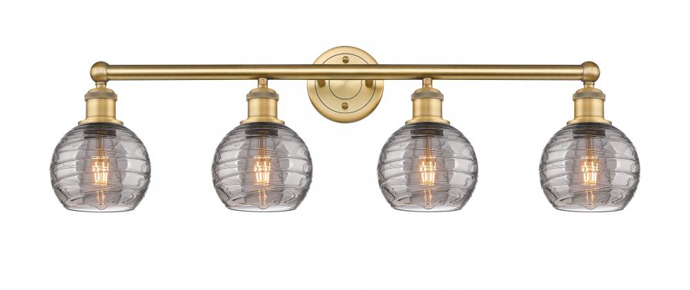 Athens Deco Swirl - 4 Light - 33 inch - Brushed Brass - Bath Vanity Light