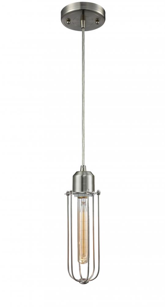 Muselet - 1 Light - 5 inch - Brushed Satin Nickel - Cord hung - Mini Pendant