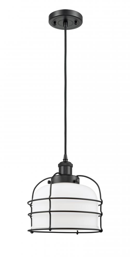 Bell Cage - 1 Light - 8 inch - Matte Black - Cord hung - Mini Pendant