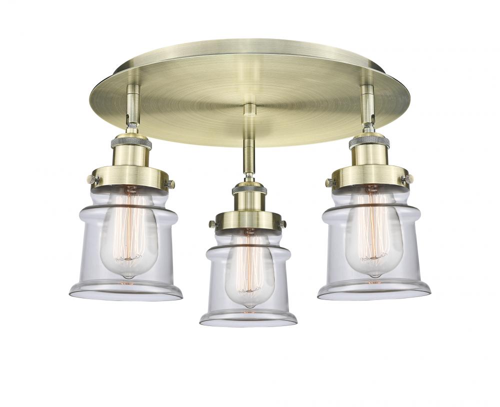 Canton - 3 Light - 17 inch - Antique Brass - Flush Mount