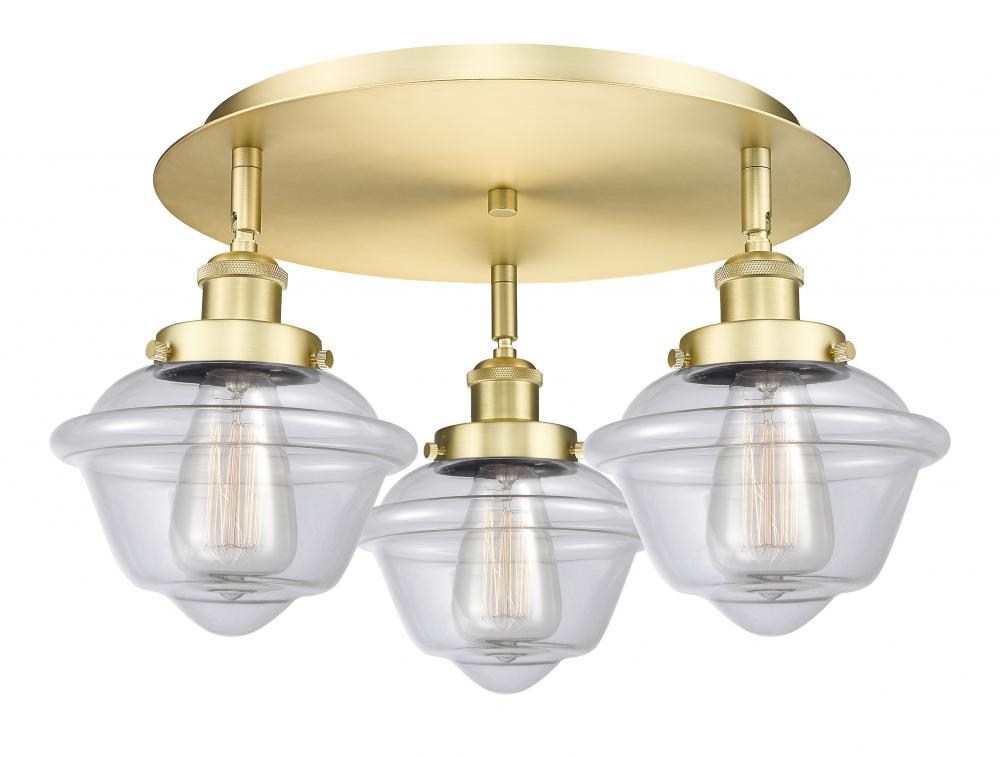 Oxford - 3 Light - 19 inch - Satin Gold - Flush Mount