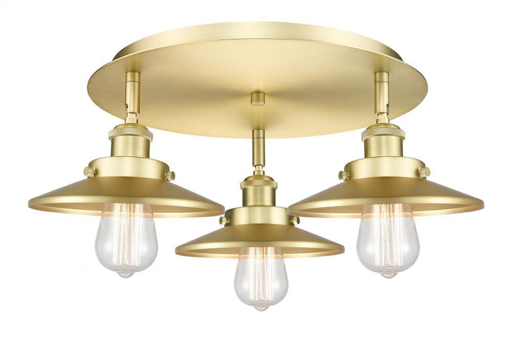 Edison - 3 Light - 20 inch - Satin Gold - Flush Mount