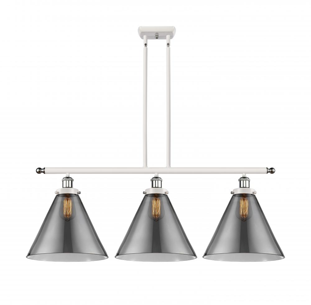 Cone - 3 Light - 36 inch - White Polished Chrome - Stem Hung - Island Light