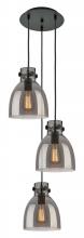 Innovations Lighting 113-410-1PS-BK-G412-8SM - Newton Bell - 3 Light - 16 inch - Matte Black - Multi Pendant