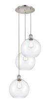  113B-3P-PN-G122-10 - Athens - 3 Light - 17 inch - Polished Nickel - Cord Hung - Multi Pendant