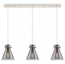  123-410-1PS-PN-G411-8SM - Newton Cone - 3 Light - 40 inch - Polished Nickel - Linear Pendant