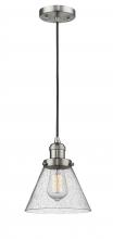  201C-SN-G44-LED - Cone - 1 Light - 8 inch - Brushed Satin Nickel - Cord hung - Mini Pendant