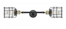  208L-BAB-G52-CE - Bell Cage - 2 Light - 6 inch - Black Antique Brass - Bath Vanity Light