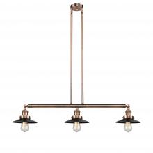 Innovations Lighting 213-AC-M6BK-LED - Railroad - 3 Light - 41 inch - Antique Copper - Stem Hung - Island Light