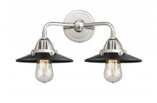  288-2W-PC-M6-BK - Railroad - 2 Light - 16 inch - Polished Chrome - Bath Vanity Light