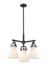  410-3CR-BK-G411-7WH - Newton Cone - 3 Light - 21 inch - Matte Black - Pendant