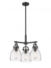  410-3CR-BK-G412-7SDY - Newton Bell - 3 Light - 21 inch - Matte Black - Pendant