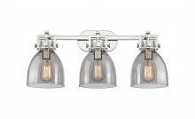 Innovations Lighting 411-3W-PN-G412-7SM - Newton Bell - 3 Light - 27 inch - Polished Nickel - Bath Vanity Light