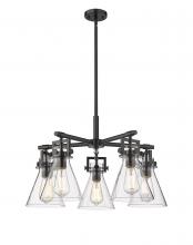  411-5CR-BK-G411-7CL - Newton Cone - 5 Light - 26 inch - Matte Black - Chandelier