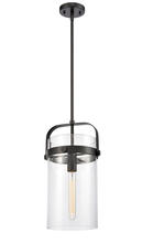  413-1S-BK-8CL - Pilaster - 1 Light - 8 inch Glass - Matte Black - Cord hung - Mini Pendant